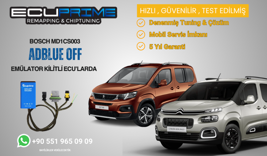 MD1CS003 – Peugeot 1.5 BlueHDi Kilitli ECU’da Profesyonel AdBlue (SCR) Çözümü